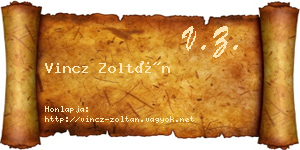 Vincz Zoltán névjegykártya